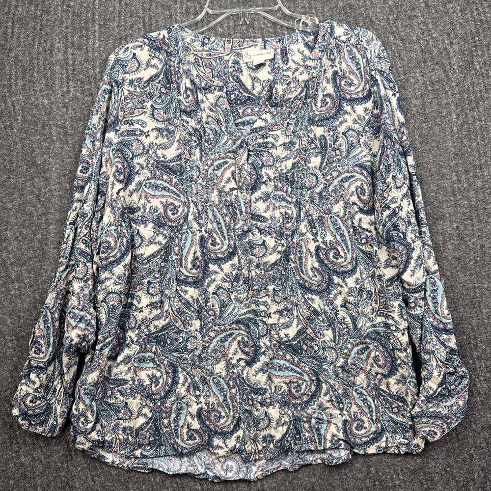 CB‎ Established 1962 Womens Paisley 2X Long Sleeve Blouse Buttons Rayon